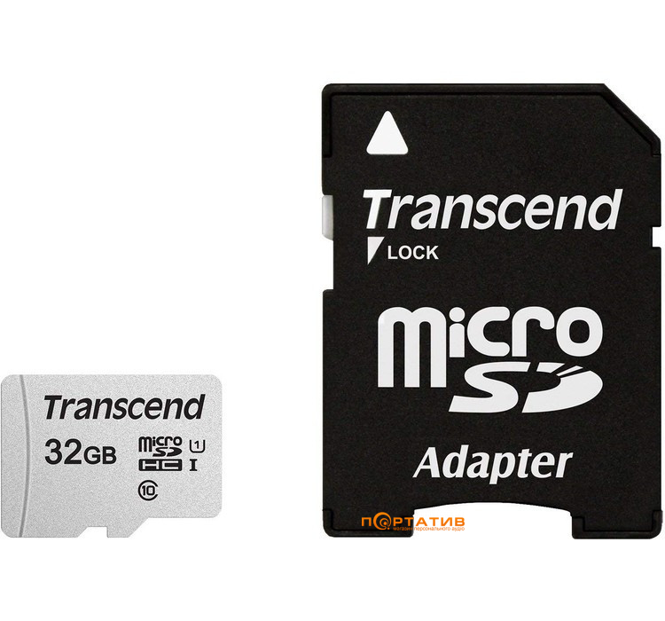 Карта пам'яті Transcend microSDHC 300S 32GB UHS-I U1 + adapter (TS32GUSD300S-A)