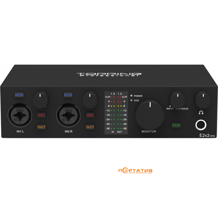 Аудіоінтерфейс Topping Professional E2x2 OTG Black