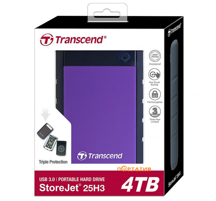 Transcend StoreJet 25H3P 4TB USB 3.0 Anti-Shock (TS4TSJ25H3P)