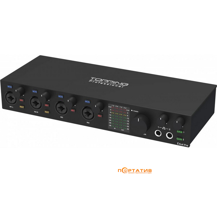Аудіоінтерфейс Topping Professional E4x4 Pre Black