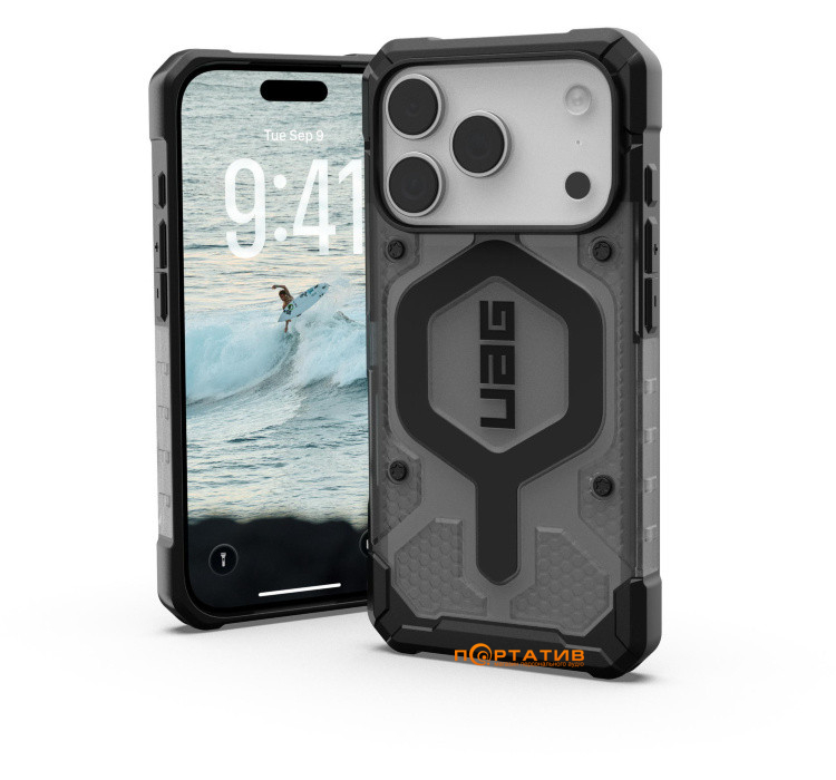Чохол UAG iPhone 17 Pro, Pathfinder Clear MagSafe, Ash/Black (114551113140)