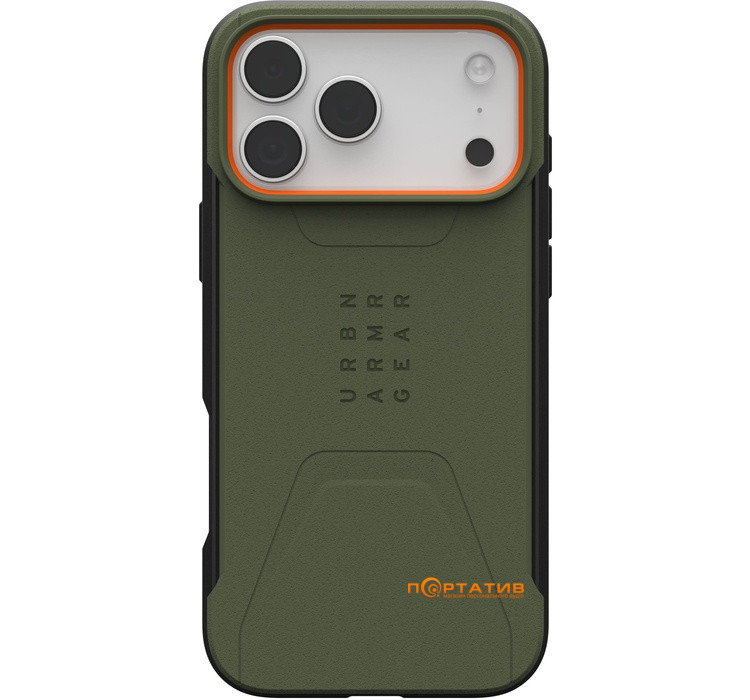 Чохол UAG iPhone 17 Pro Max, Civilian MagSafe, Olive/Orange (114546117297)