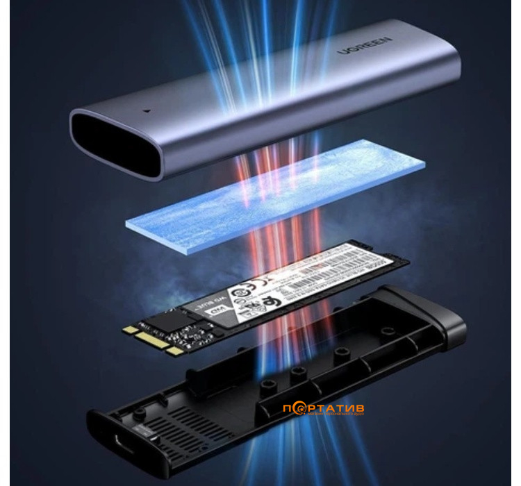 Внешний карман Ugreen CM767 NVMe M.2 SSD to USB 3.2 Gray (35267)