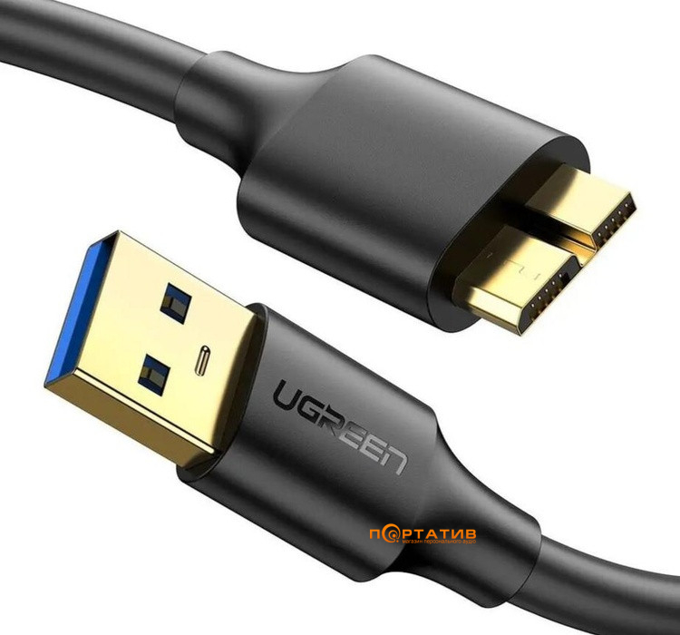 Кабель UGREEN US130 USB 3.0 A Male to Micro USB 3.0 Male Cable 1m Black (10841)