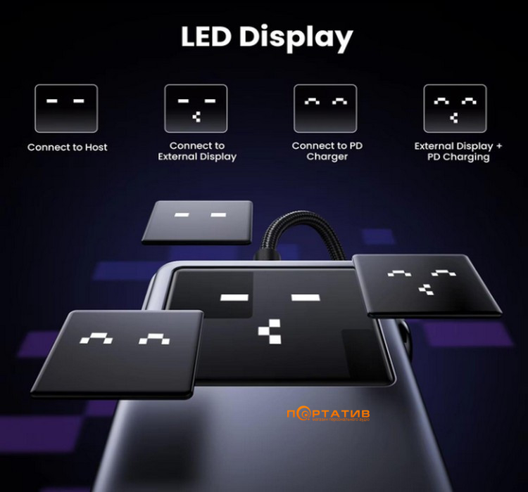 USB-хаб Ugreen CM888 USB-C to 2xUSB, 2xUSB-C, HDMI 4K60, PD100W Gray (35998)