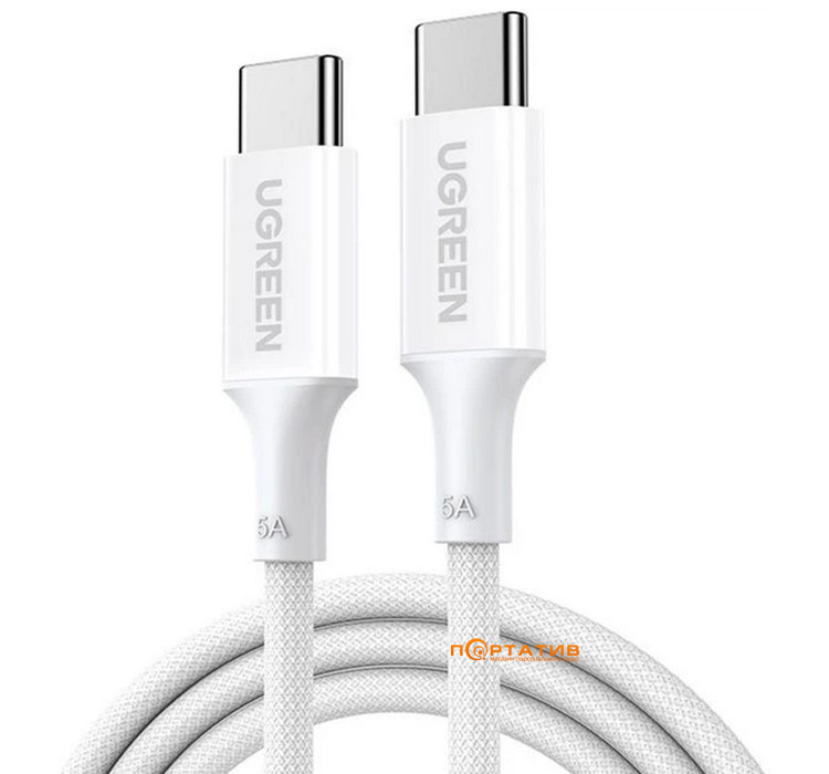 Кабель UGREEN L502 USB-C to USB-C 100W PD Cable 2m White (35221)