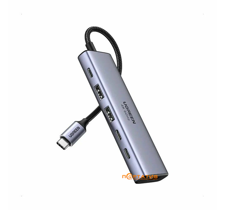 USB-хаб Ugreen CM511 USB-C to HDMI, 2xUSB 3.2, 2xUSB-C Gray (35999)