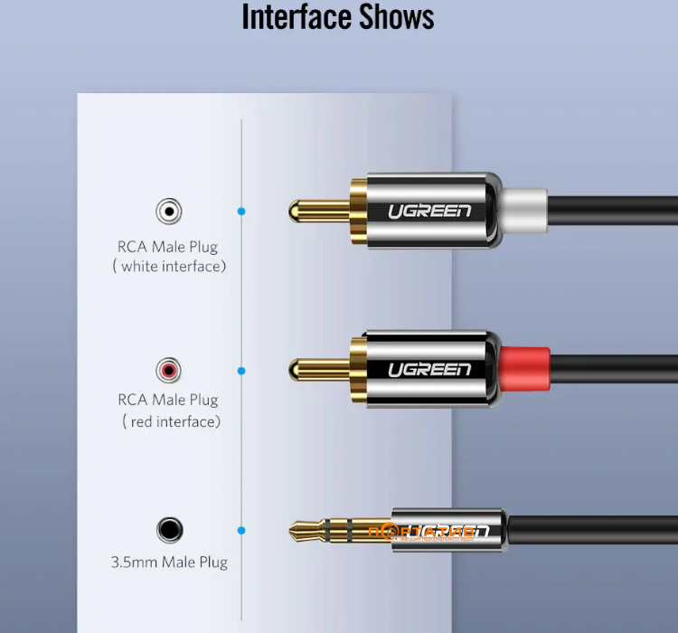 Кабель UGREEN AV102 3.5 mm to 2RCA Audio Cable 2 m Black (10510)