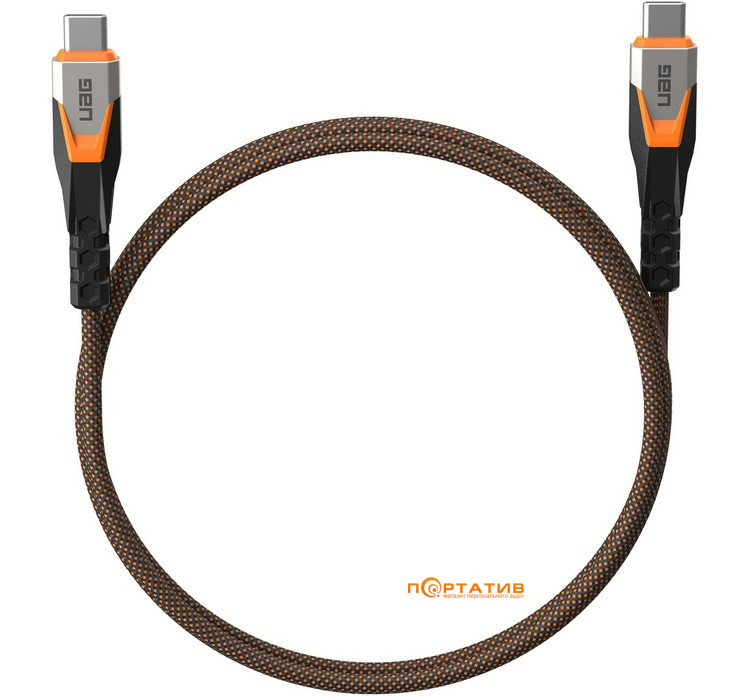 Кабель UAG Rugged Double Braided Nylon USB-C to USB-C 3.2 Cable 240W 0.75m Black/Orange (9B4415114097)