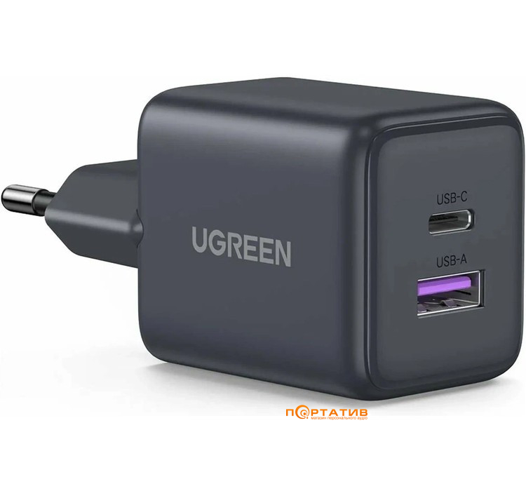 Зарядний пристрій UGREEN X516 30W 2-Port GaN Fast Charger Grey (55539)