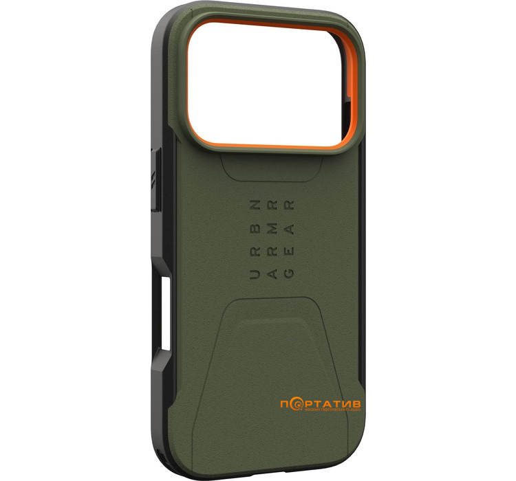 Чохол UAG iPhone 17 Pro, Civilian MagSafe, Olive/Orange (114545117297)