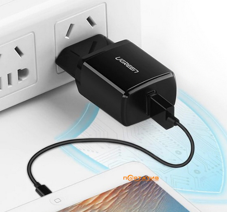 Зарядний пристрій UGREEN ED011 USB Wall Charger 2.1A Black (50459)