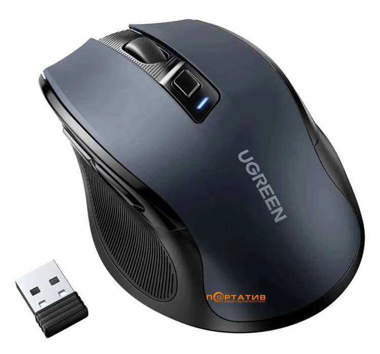 Мышь Ugreen Ergonomic Wireless Silent Dual-Mode Mouse Gray MU006 (15063)