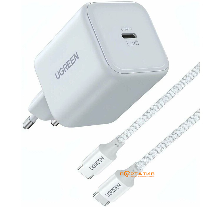 Зарядное устройство UGREEN X524 45W USB-C GaN Fast Charger Set White (65055)