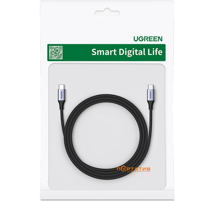 Кабель UGREEN US535 USB-C to USB-C 240W PD Fast Charging Cable 2m Space Gray (90440)