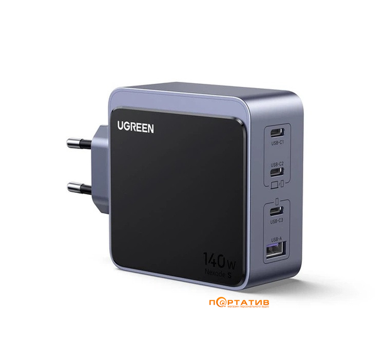 Зарядное устройство UGREEN X570 Nexode S USB-A+3xUSB-C 140W GaN Tech Fast Charger Space Gray (45575)