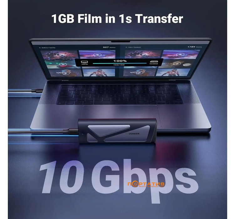 Зовнішня кишеня Ugreen CM767 NVMe/SATA M.2 SSD to USB 3.2 Gray (15813)