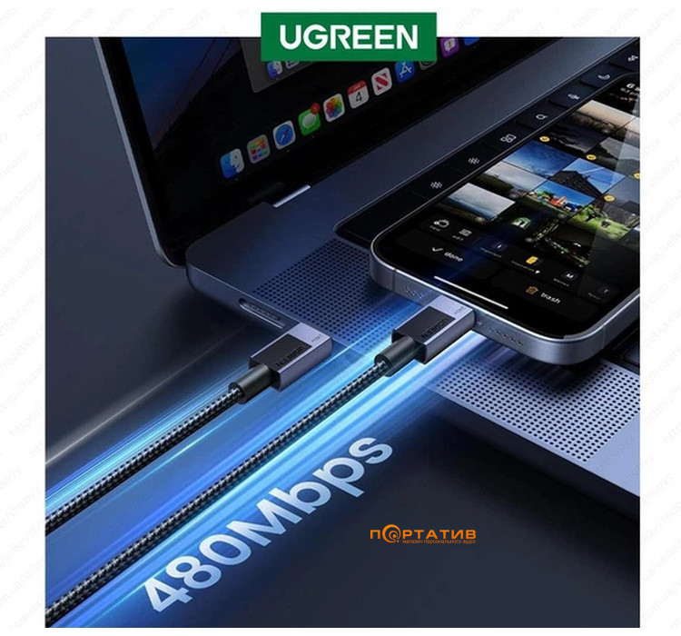 Кабель UGREEN L513 USB-C to USB-C 240W PD Cable 1m Black (45067)