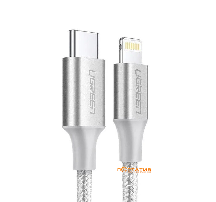 Кабель UGREEN US304 Type-C - Lightning 60W 5A Cable Aluminium 1 m White (70523)