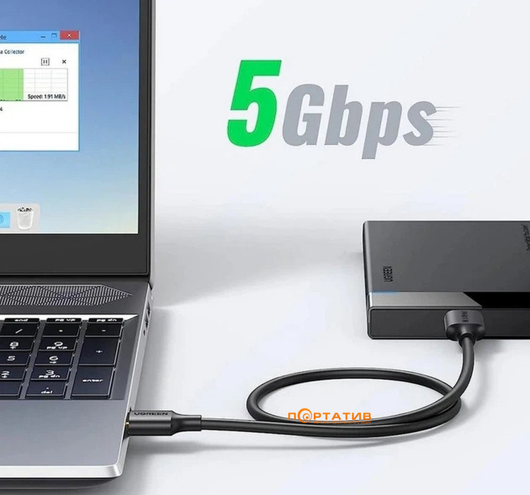 Кабель UGREEN US130 USB 3.0 A Male to Micro USB 3.0 Male Cable 1m Black (10841)