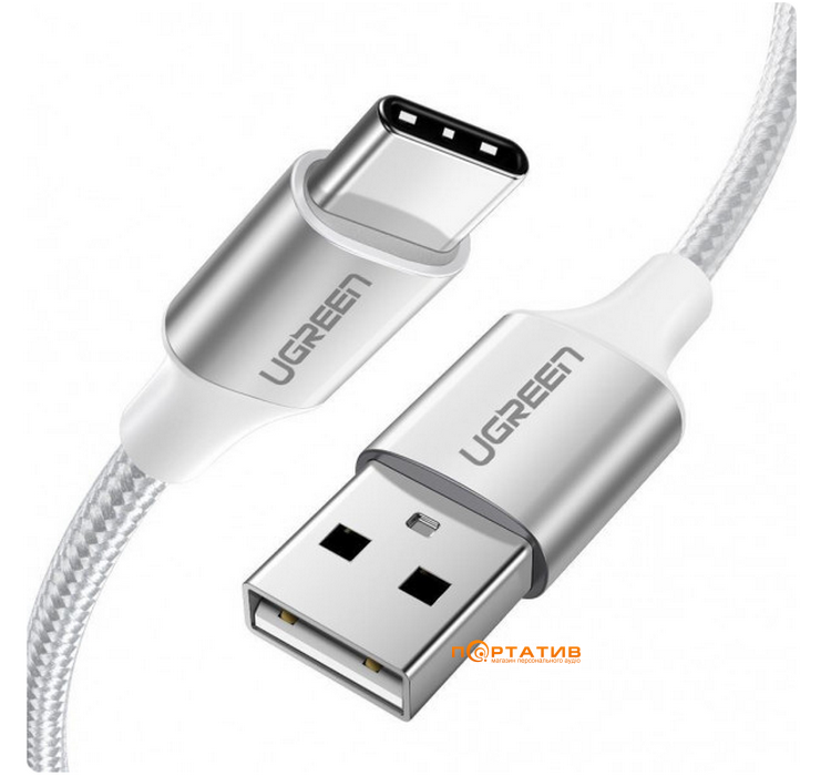 UGREEN US288 USB-A - Type-C Cable Aluminum Braid 2 m White (60133)