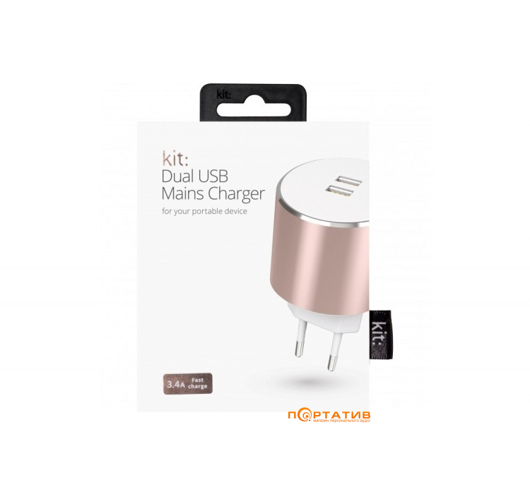 СЗУ Kit Platinum Dual USB Charger (USB 3.4 Amp) Rose Gold (USBMCALUEU3RG)