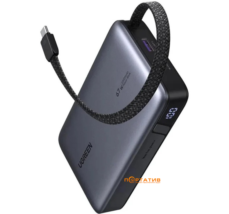 Зовнішній акумулятор Ugreen PB550 20000mAh 67W PD Grey (55996B)