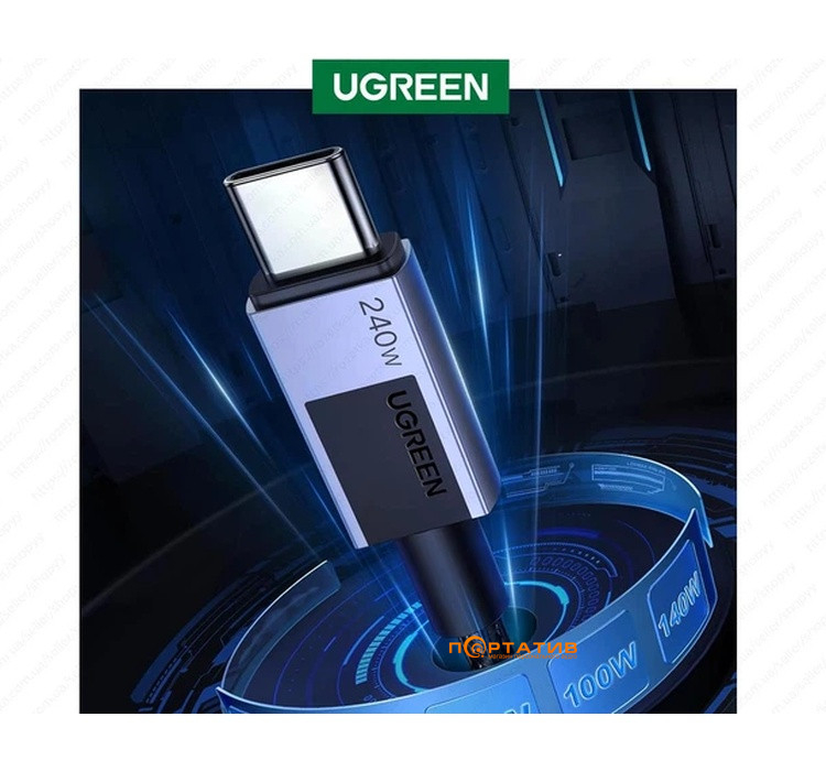 Кабель UGREEN L513 USB-C to USB-C 240W PD Cable 2m Black (45068)