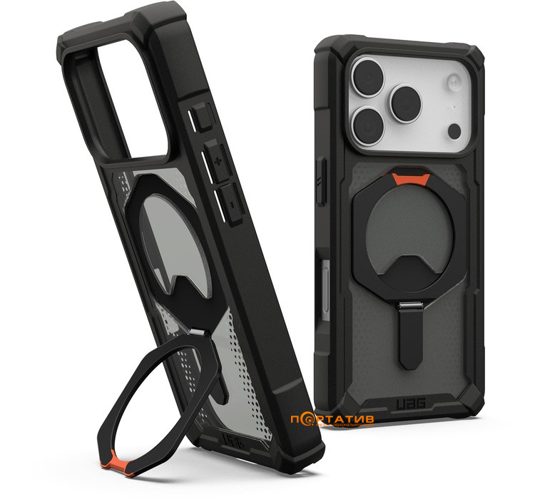 Чохол UAG iPhone 17 Pro, Plasma XTE MagSafe, Black/Pop Orange (114527114097)