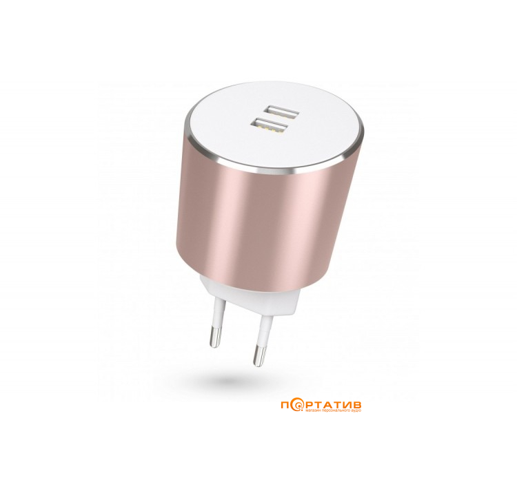 СЗУ Kit Platinum Dual USB Charger (USB 3.4 Amp) Rose Gold (USBMCALUEU3RG)