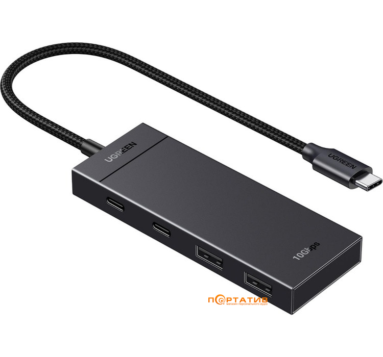USB-хаб UGREEN CM806 USB-C to 2xUSB-A + 2xUSB-C 3.2 Gen2 10Gbps Black (35583)