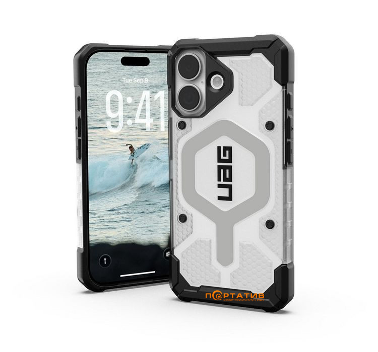 Чехол UAG iPhone 17, Pathfinder Clear MagSafe, Ice/Silver (114553114333)