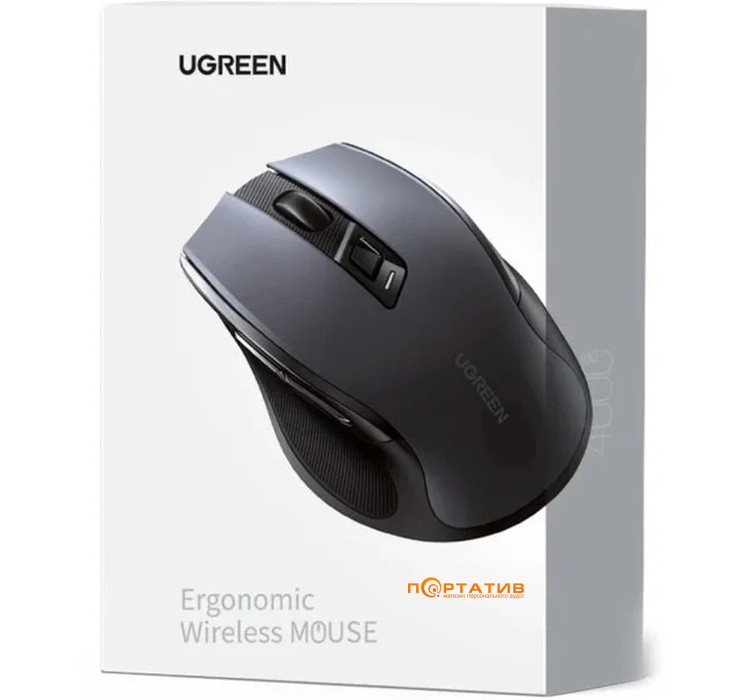 Мышь Ugreen Ergonomic Wireless Silent Dual-Mode Mouse Gray MU006 (15063)