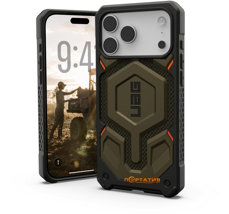 Чохол UAG iPhone 17 Pro Max, Monarch Pro MagSafe, Kevlar Element Green (11451411397B)