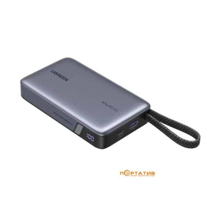 Зовнішній акумулятор Ugreen PB550 20000mAh 67W PD Grey (55996B)