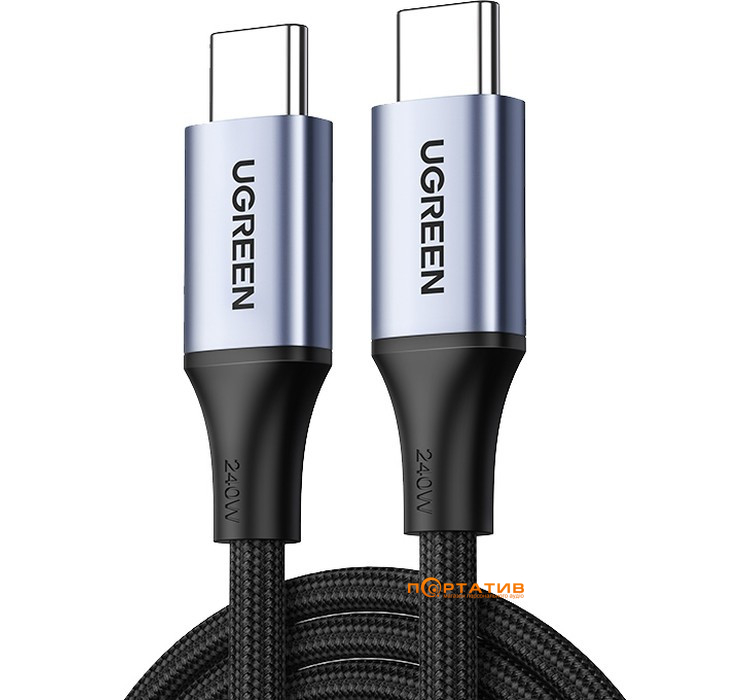Кабель UGREEN US535 USB-C to USB-C 240W PD Fast Charging Cable 2m Space Gray (90440)