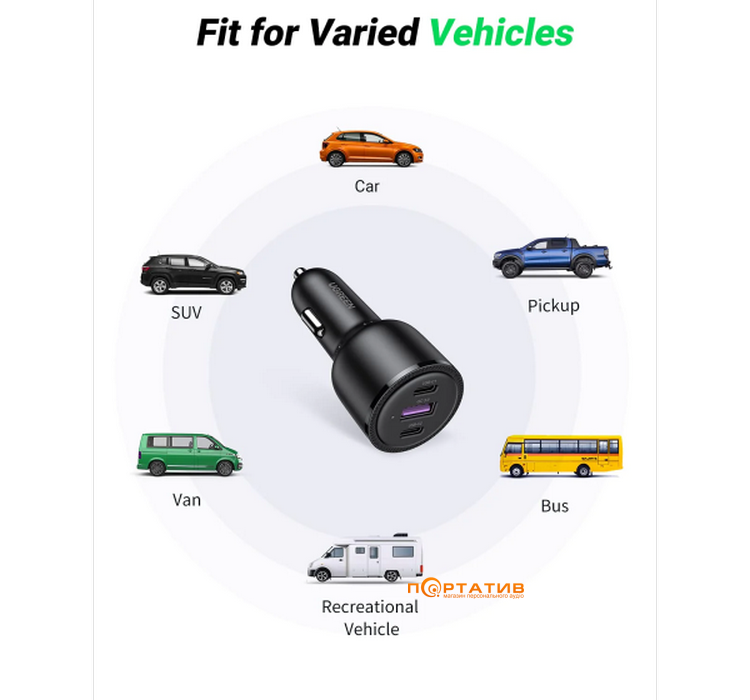 Авто зарядное устройство UGREEN Car Charger CD239 69W Max Black (20467)