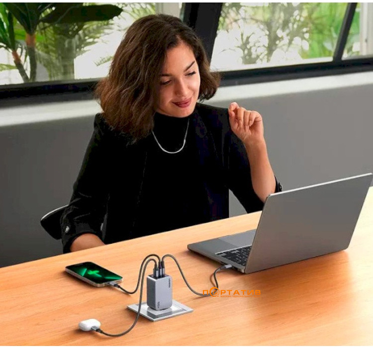 Зарядное устройство UGREEN X757 Nexode Pro 100W 2xType-C PD, 1xUSB-A GaN Charger Grey (25874)