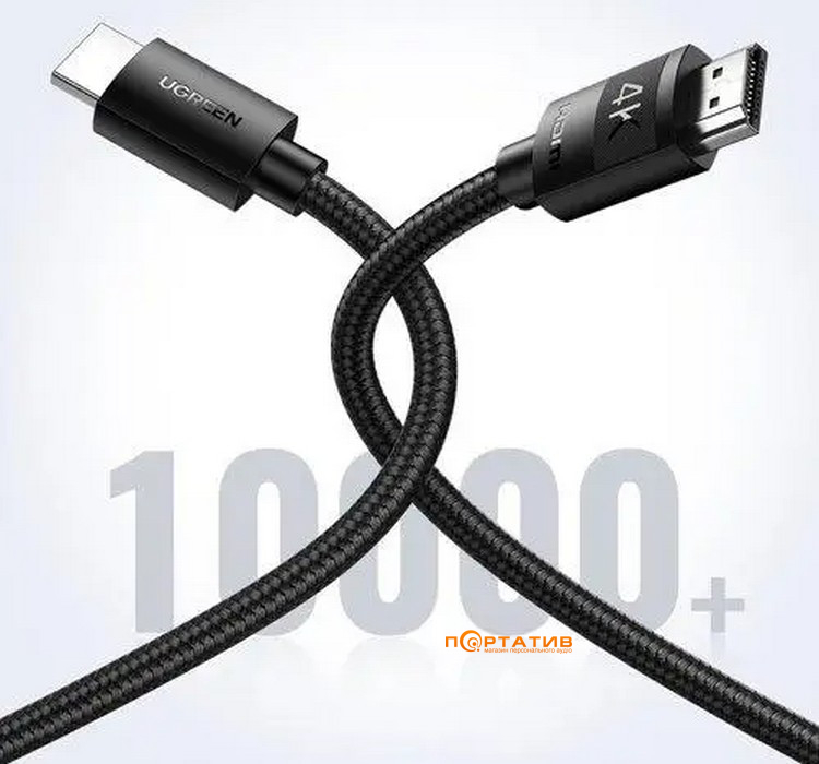 Кабель UGREEN HD119 4K HDMI Cable Male to Male Braided 5m Black (40103)