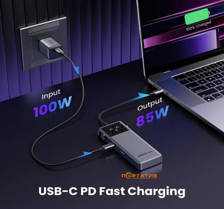 USB-хаб Ugreen CM888 USB-C to 2xUSB, 2xUSB-C, HDMI 4K60, PD100W Gray (35998)