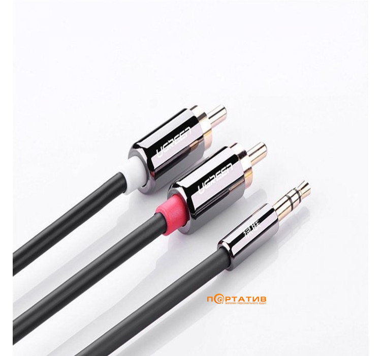 UGREEN AV116 3.5 mm to 2RCA Audio Cable, 1 m Black (10749)