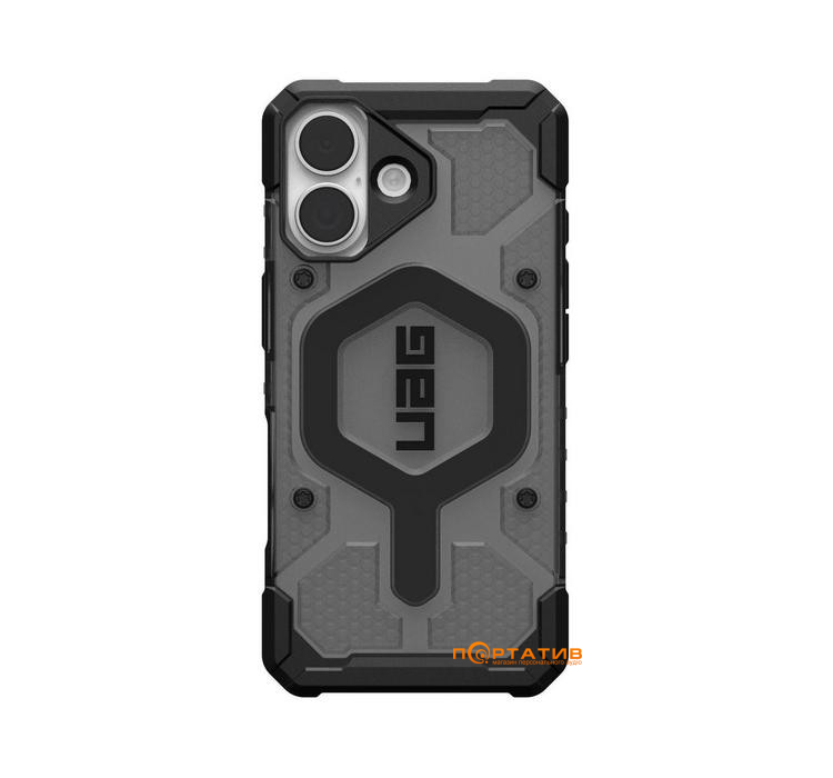 Чехол UAG iPhone 17, Pathfinder Clear MagSafe, Ash/Black (114553113140)