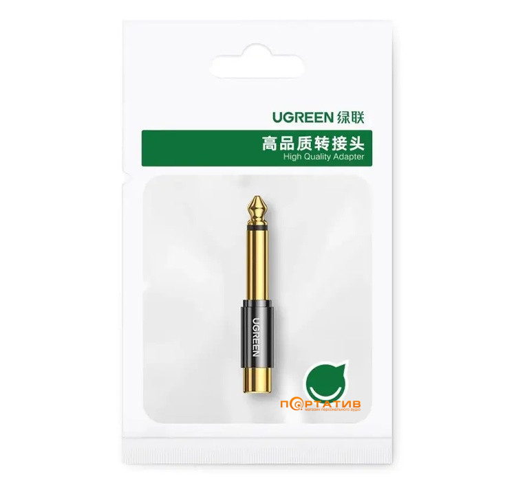 Перехідник UGREEN AV169 6.35mm Male to RCA Female Adapter Black (80731)
