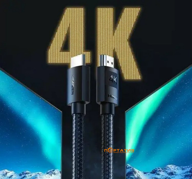 Кабель UGREEN HD119 4K HDMI Cable Male to Male Braided 5m Black (40103)