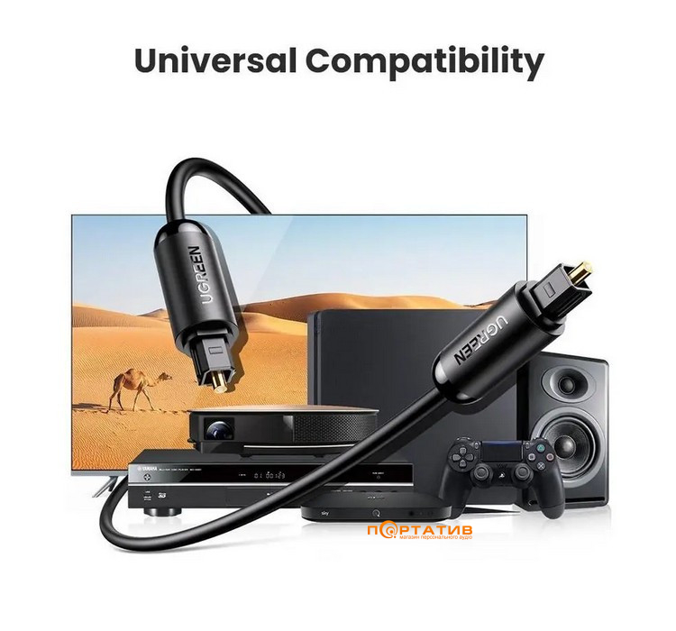 Кабель UGREEN AV122 Toslink Optical Audio Cable 3m Black (70893)