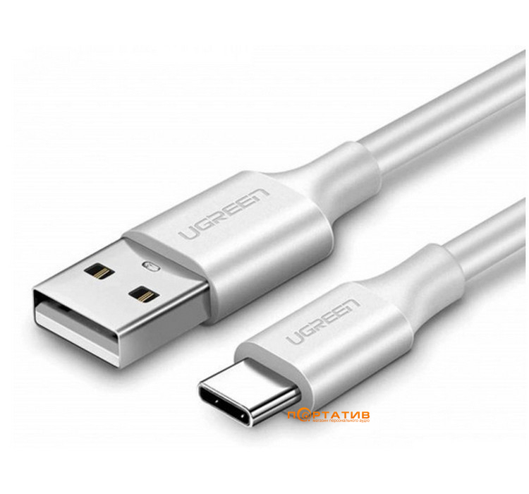 UGREEN US287 USB 2.0 to USB Type-C Cable Nickel Plating 3A 1m White (60121)
