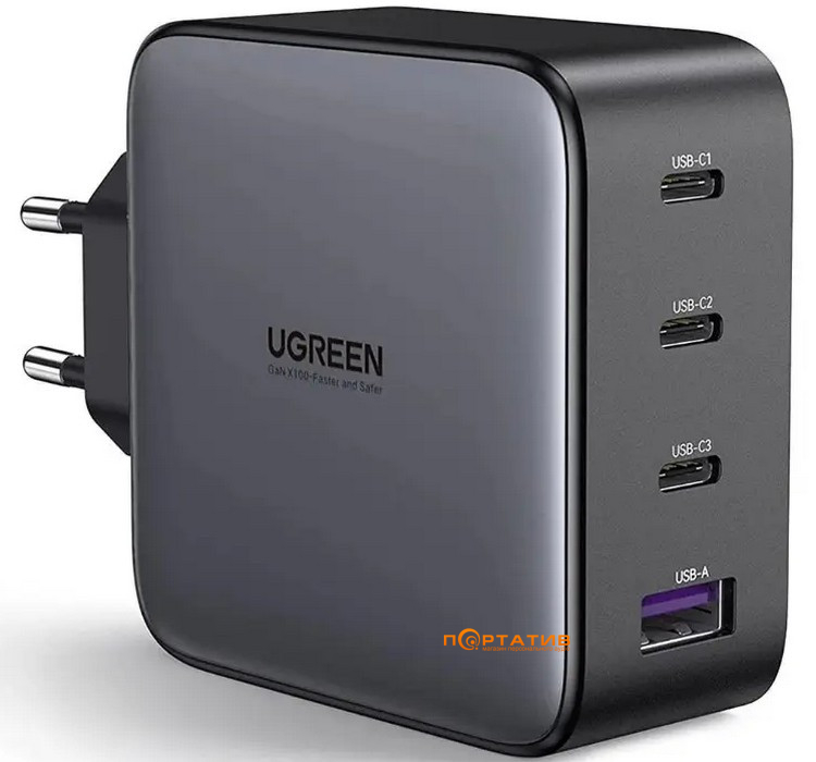 Зарядное устройство UGREEN CD226 100W 3xType-C PD, USB-A Wall Charger Black (40747)