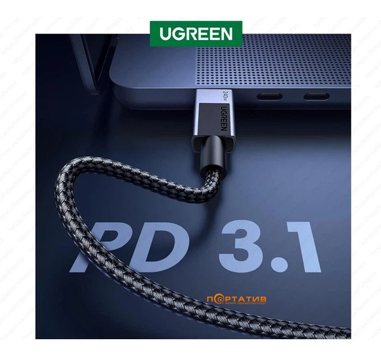 Кабель UGREEN L513 USB-C to USB-C 240W PD Cable 1m Black (45067)