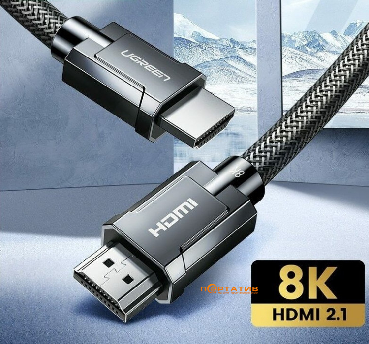 UGREEN HD135 HDMI 2.1 (AM/AM) 8K Round Cable with Braided 2 m Gray