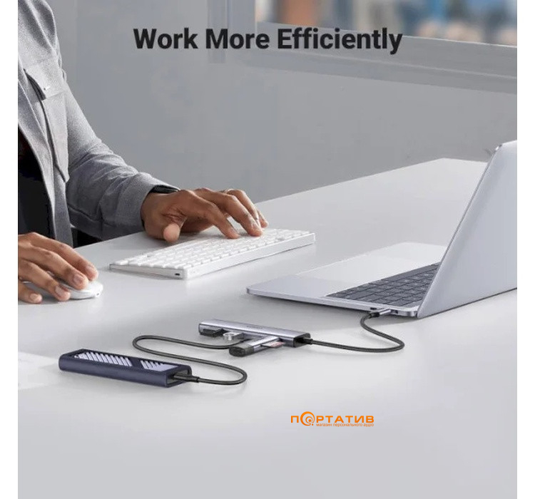 USB-хаб UGREEN CM473 USB-C to 2xUSB 3.0 + 2xUSB-C 5Gpbs Space Grey (15395)